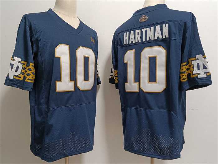 Mens Notre Dame Fighting Irish #10 Sam Hartman Navy With Name Limited Stitched Jersey